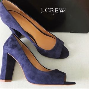 J Crew Suede Peep-Toe Pumps